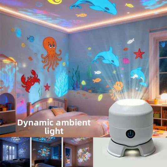 Dynamic Rotating LED Pattern Projection Desk Lamp